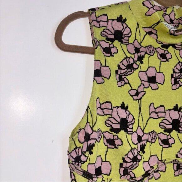 Zara Women’s Large Jacquard Top Tank Fitted High Neck Sleeveless Office Floral - Picture 6 of 9